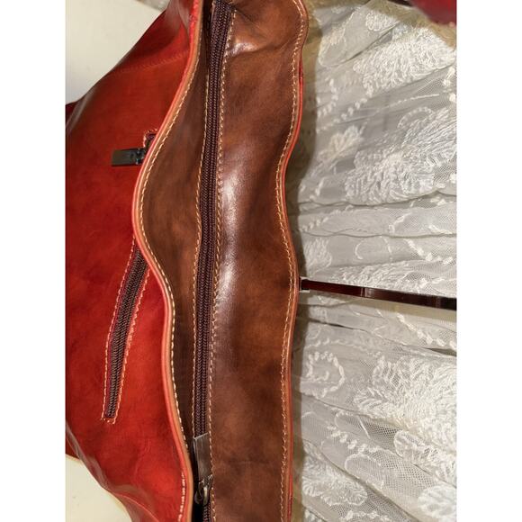 NWT WILSONS LEATHER Pelle Studio Red Leather Shoulder Bag Strap Zipper - Picture 8 of 13